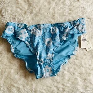 NWT Aerie | Blue and White Floral Ruffle Bikini Swim Bottom | Size M